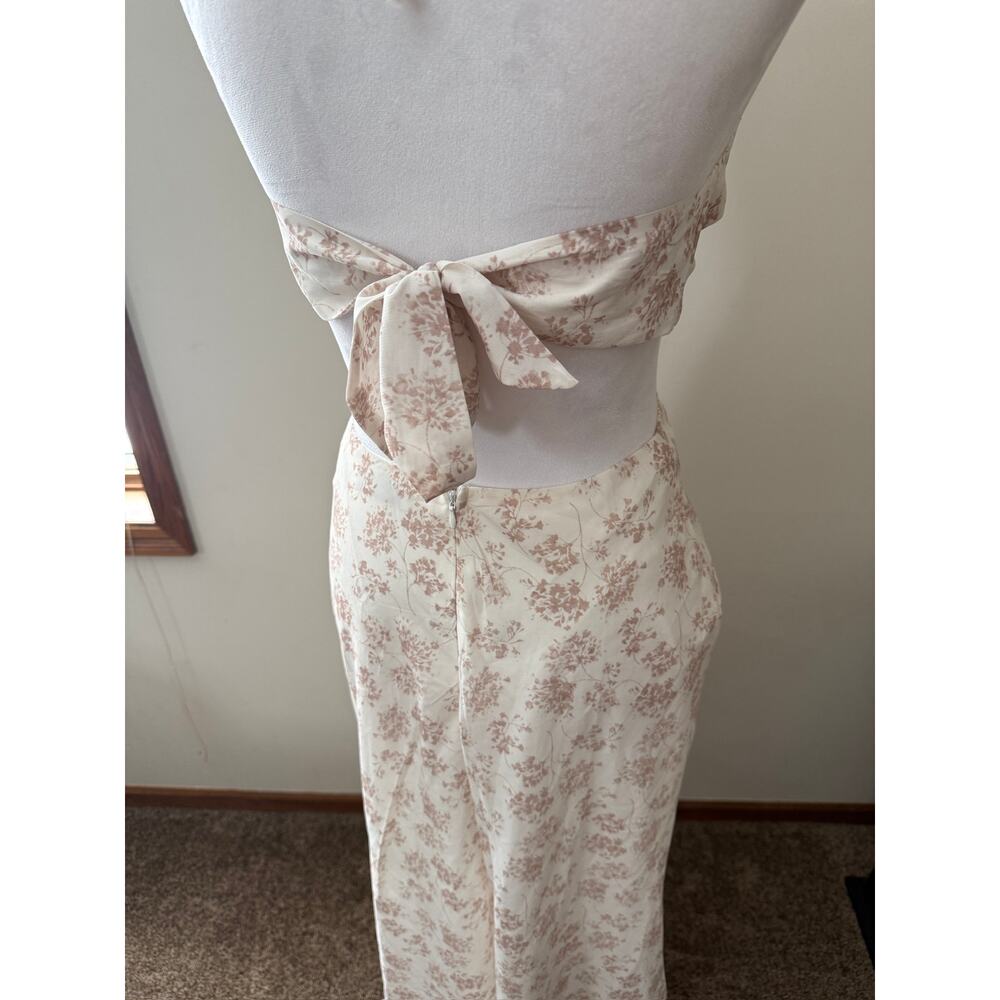 Fortunate One Cream and Tan Midi Dress - Picture 4 of 9